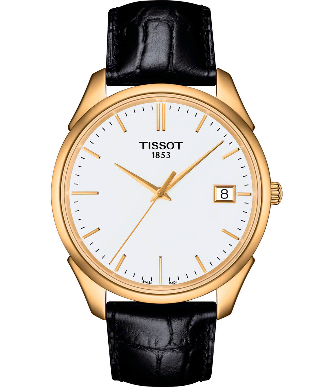 Tissot Tissot Vintage 18K Gold T920.410.16.011.00  T9204101601100 кварцевые мужские часы серебристый циферблат, браслет кожаный — вид спереди
