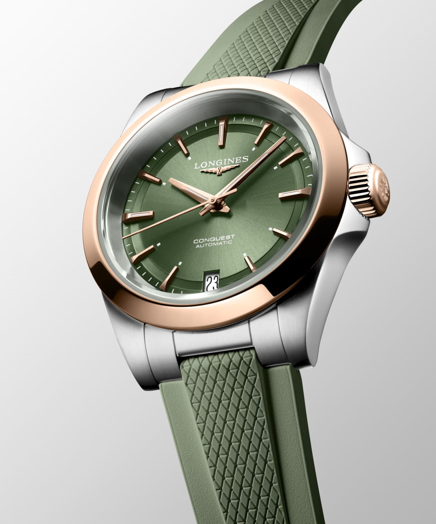 Longines Longines Conquest L3.430.5.02.9, conquest швейцария женские часы на браслете каучук боковой вид