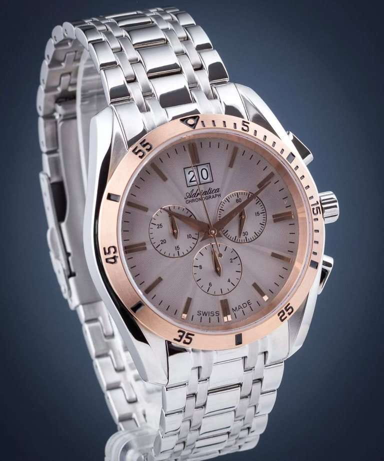 Оригинальные часы Adriatica Adriatica Chronograph A8202.R117CH кварцевые калибр механизма ronda 5040 общий вид