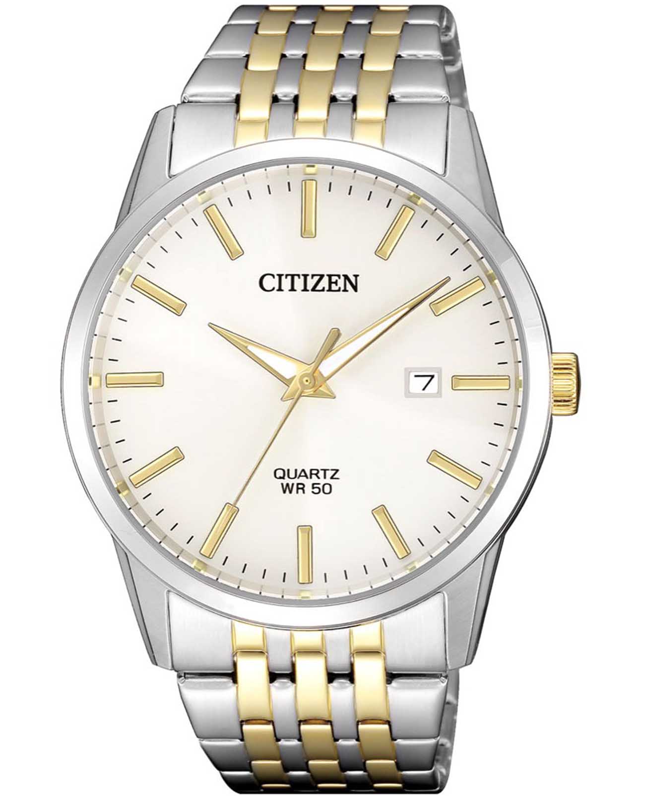 Citizen Citizen Classic BI5006-81P  BI5006-81P кварцевые мужские часы белый циферблат, браслет нержавеющая сталь с ip-покрытием — вид спереди