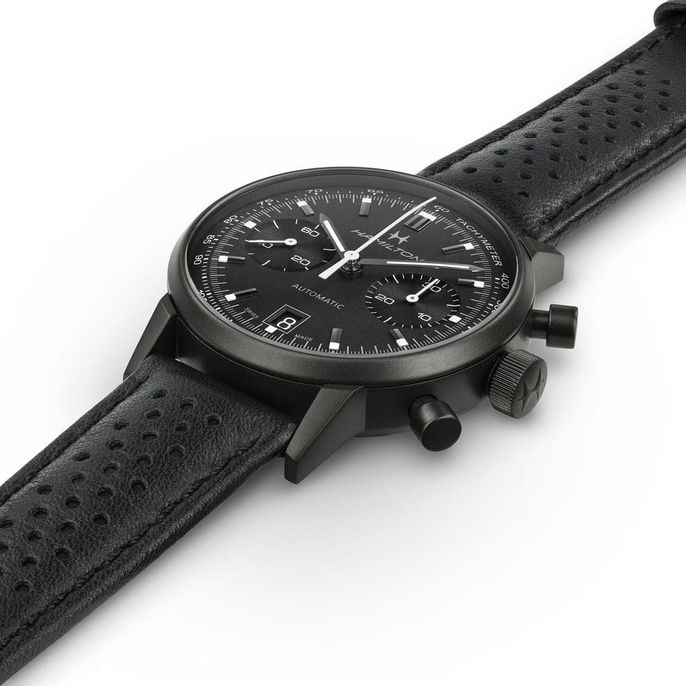 Hamilton Hamilton American Classic Intra-matic Autochrono Full Black H38446730 , наручные мужские часы фото под углом