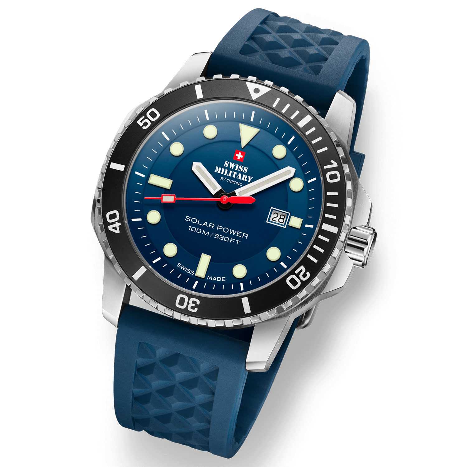 Swiss Military by Chrono Swiss Military by Chrono Solar Power SMS34102.04 кварцевые мужские часы часы крупный план синий циферблата
