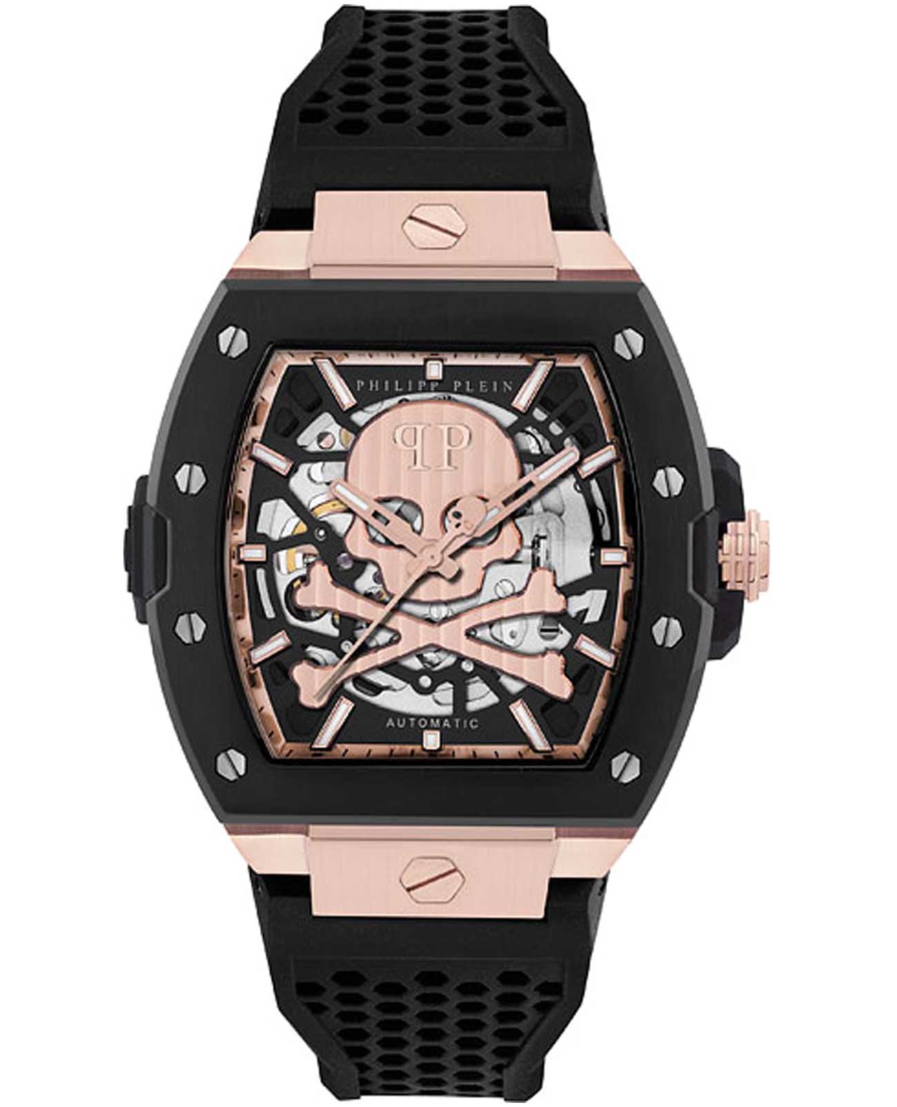 Philipp Plein Philipp Plein The Skeleton 2.0 PWJFA0225  PWJFA0225 механические мужские часы  циферблат, браслет силикон — вид спереди