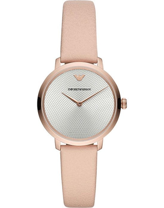 Emporio Armani Emporio Armani AR11160  AR11160 кварцевые женские часы серебристый циферблат, браслет кожаный — вид спереди