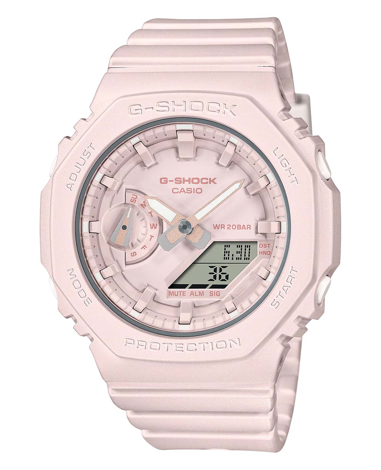 Casio Casio G-Shock GMA-S2100BA-4A  GMA-S2100BA-4A электронные женские часы розовый циферблат, браслет пластик — вид спереди
