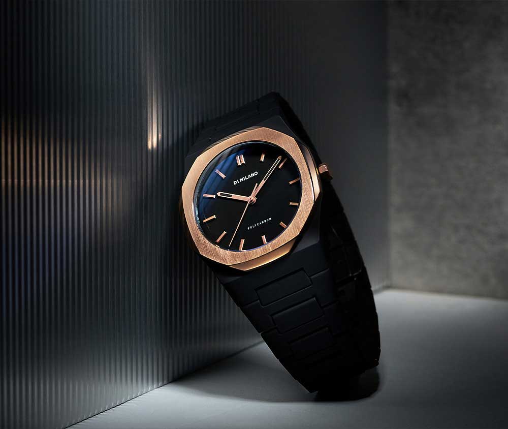 D1 Milano D1 Milano Polycarbon PCBJ15 кварцевые мужские часы часы крупный план черный циферблата