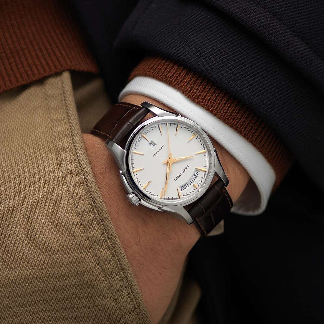 Hamilton Hamilton Jazzmaster Day Date Auto H32505511 , наручные мужские часы фото под углом