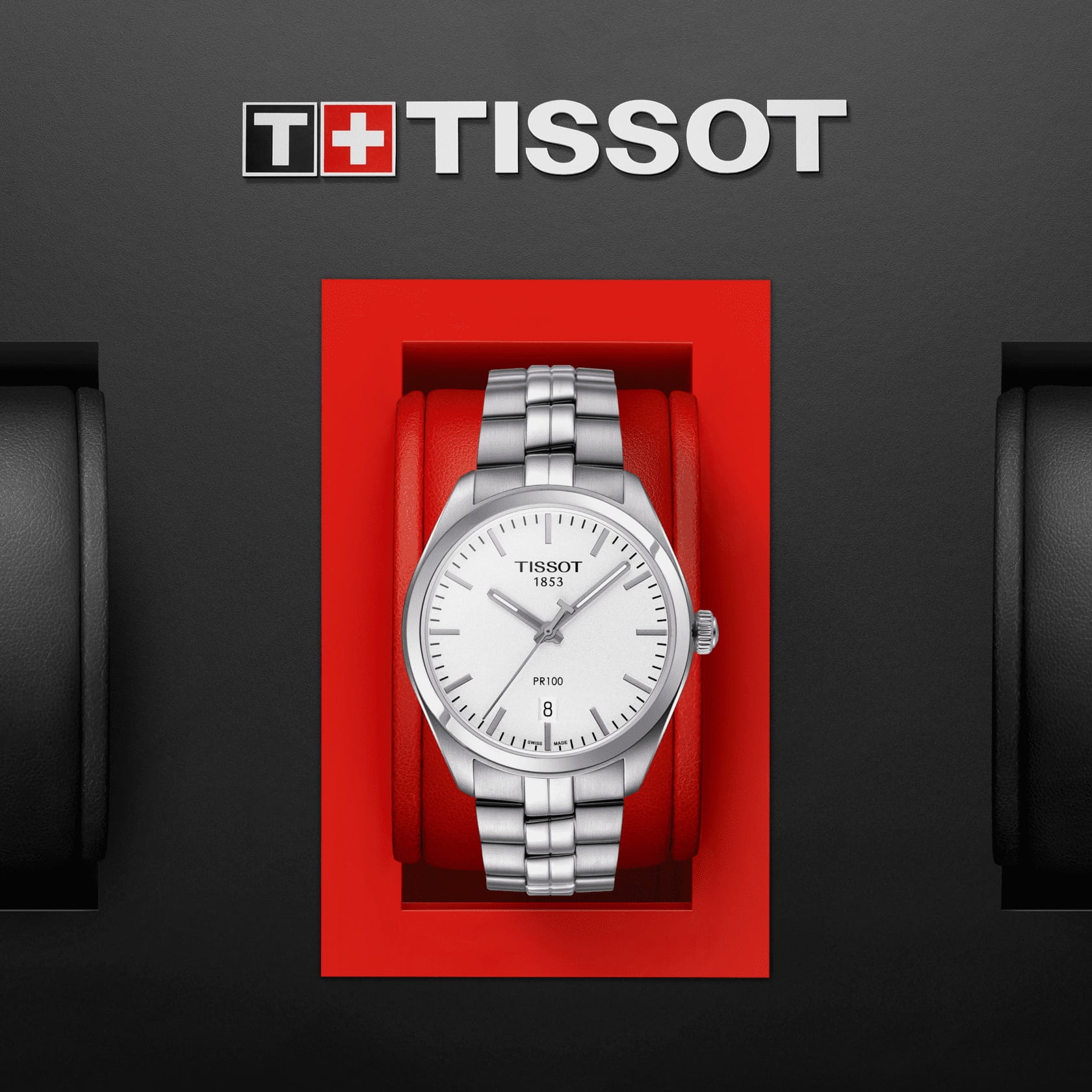 Tissot Tissot PR 100 T101.410.11.031.00, t-classic швейцария мужские часы на браслете нержавеющая сталь боковой вид