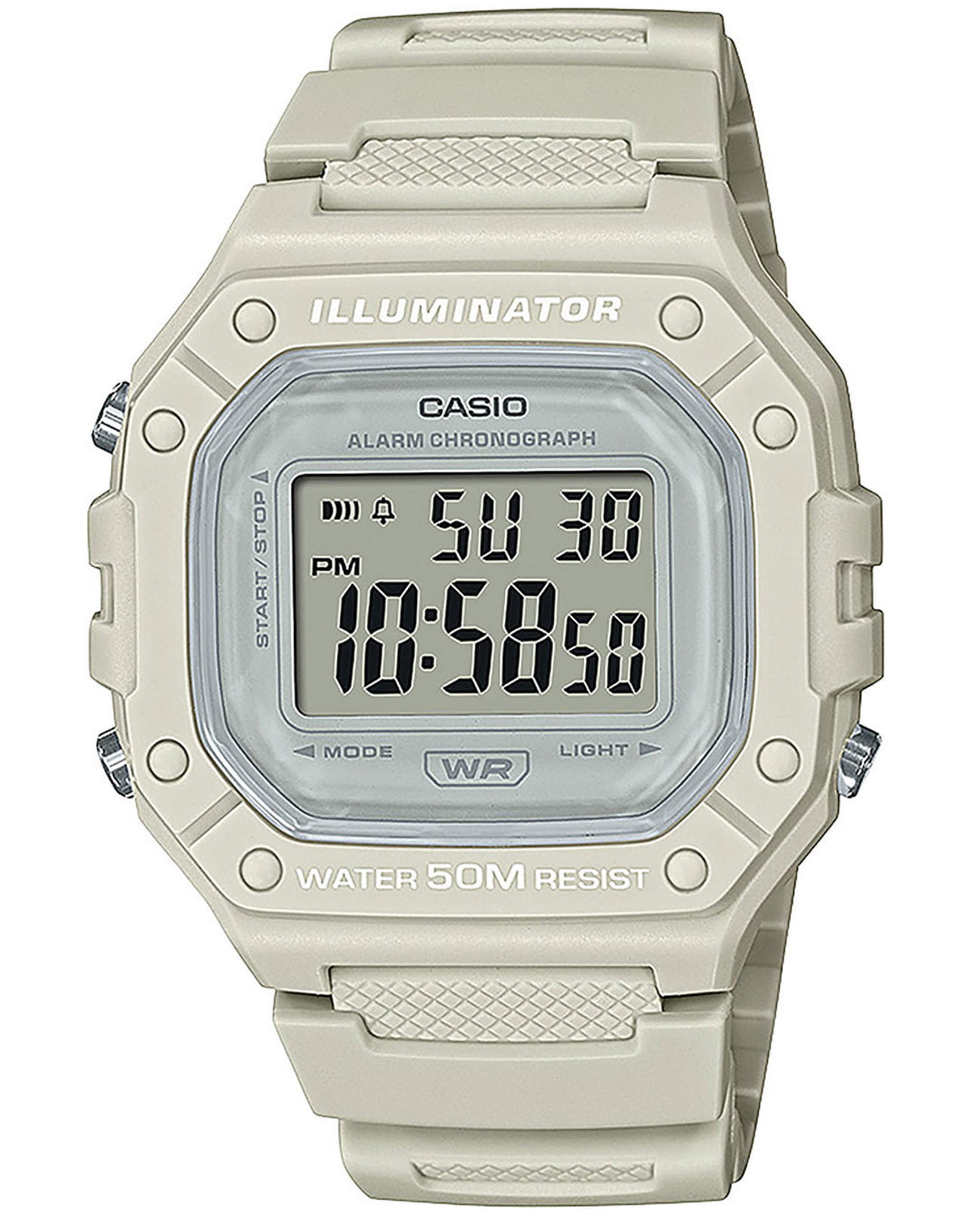 Casio Casio Collection W-218HC-8AVEF  W-218HC-8AVEF кварцевые мужские часы серый циферблат, браслет пластик — вид спереди