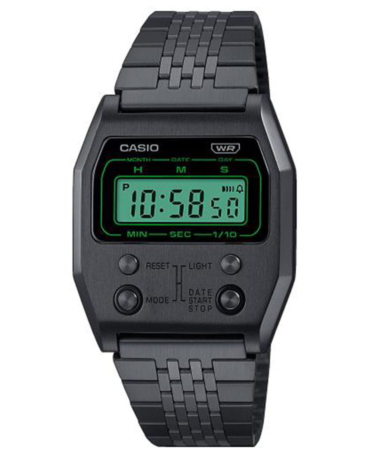 Casio Casio Vintage A1100B-1EF  A1100B-1EF кварцевые мужские часы  циферблат, браслет нержавеющая сталь с ip-покрытием — вид спереди