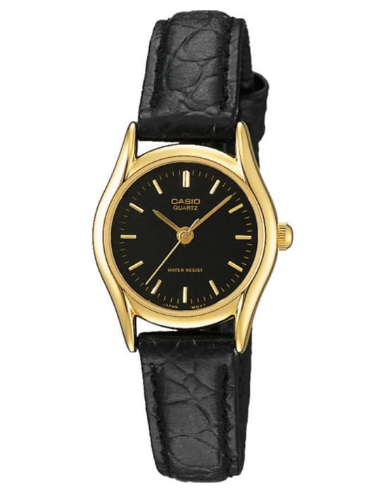 Casio Casio Collection LTP-1094Q-1A  LTP-1094Q-1A кварцевые женские часы белый циферблат, браслет кожаный — вид спереди