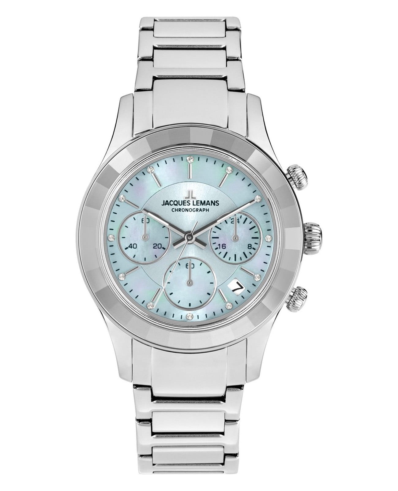 Jacques Lemans Jacques Lemans Venice 1-2151K  1-2151K кварцевые женские часы голубой циферблат, браслет нержавеющая сталь — вид спереди
