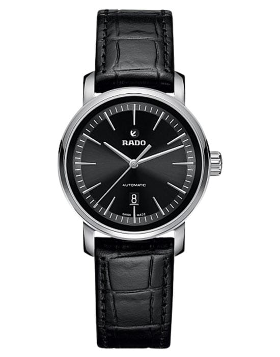 Rado Rado Diamaster R14050185 Automatic R14050185 механические женские часы черный циферблат, браслет кожаный — вид спереди