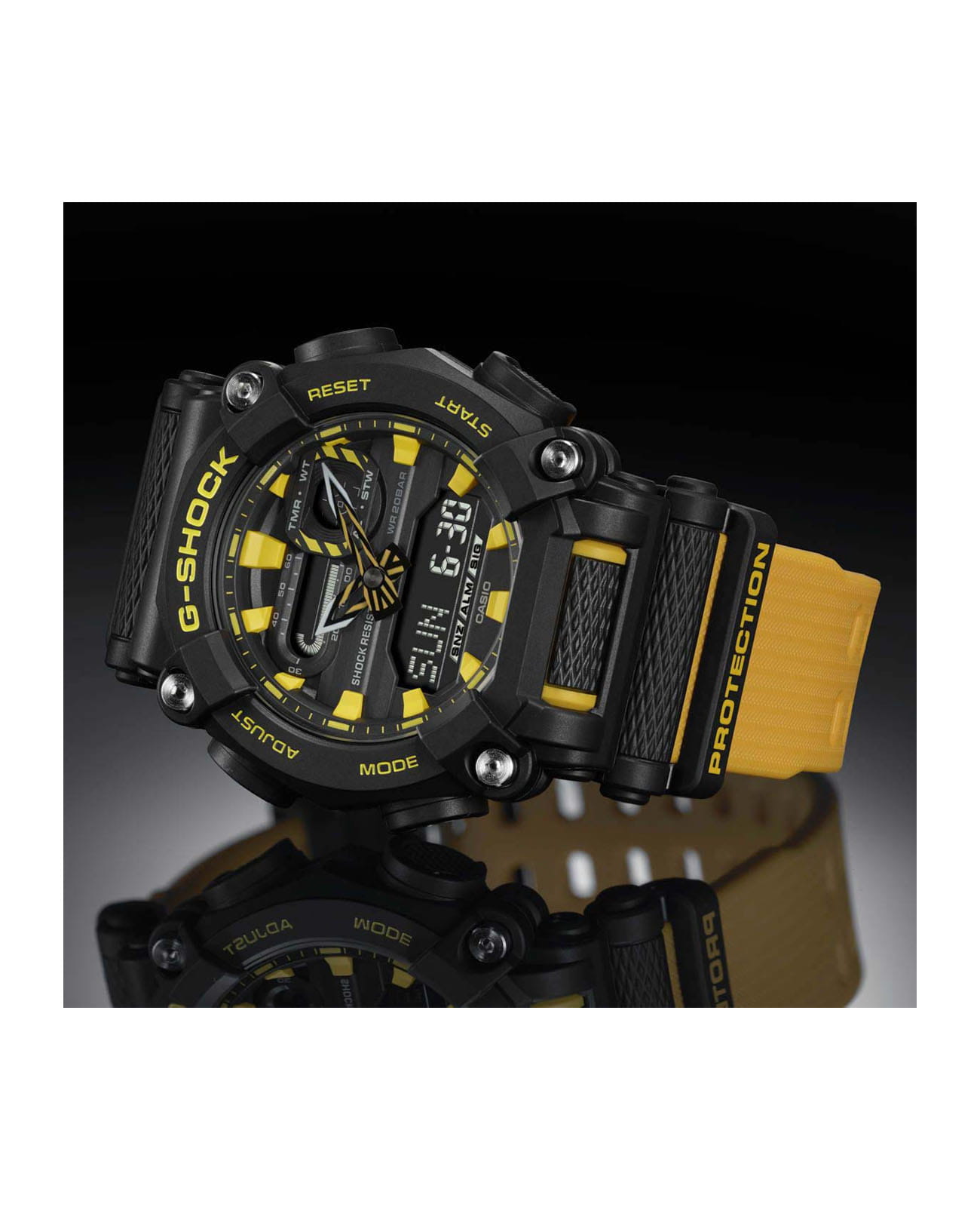 Casio Casio G-Shock GA-900A-1A9DR (GA-900A-1A9) электронные мужские часы часы крупный план черный циферблата