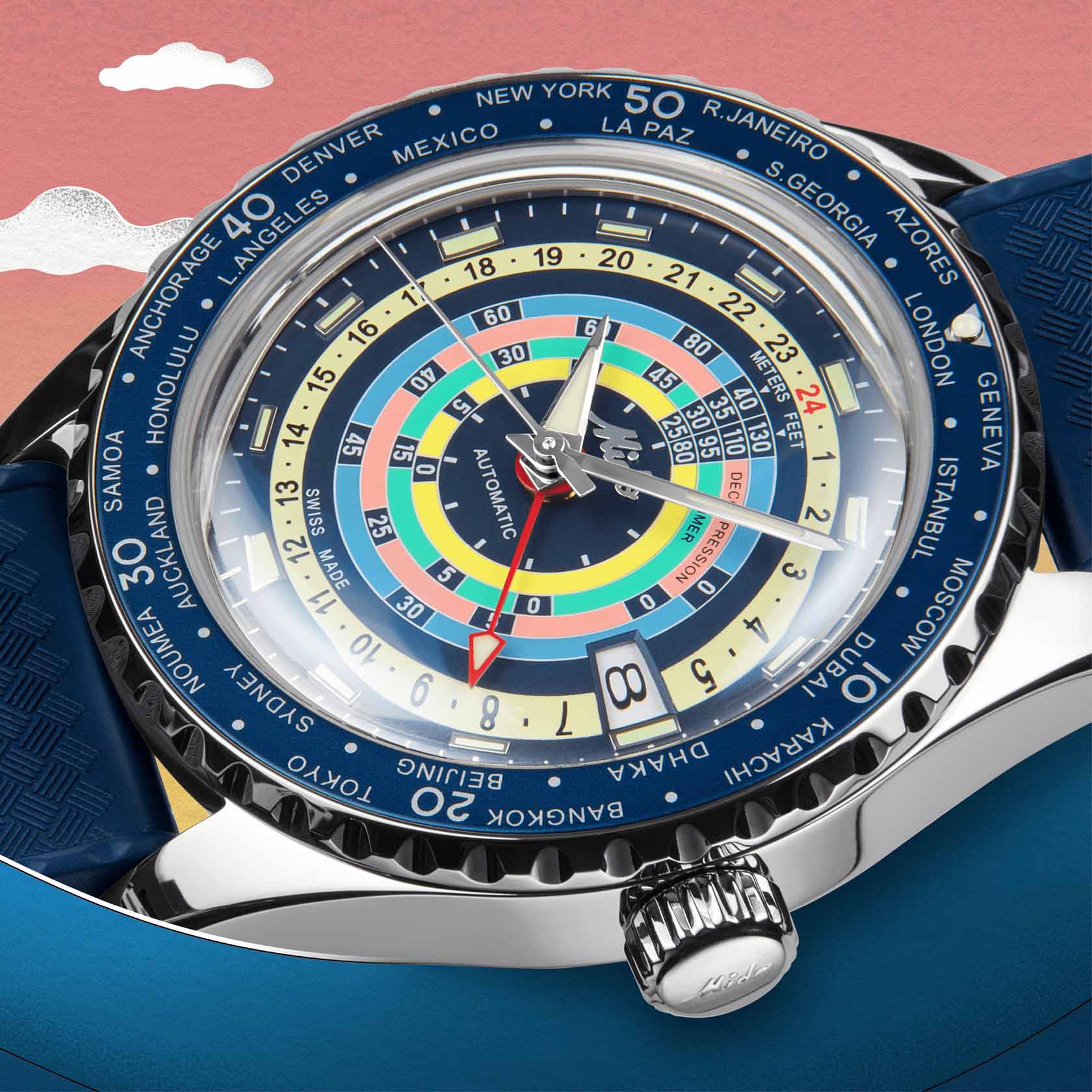 Mido M0268291704100 мужские часы застежка крупным планом