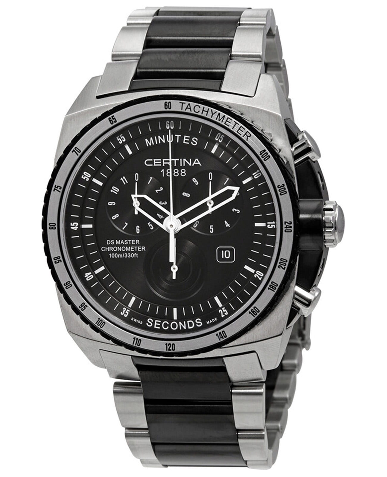 Certina Certina DS Podium C015.434.22.050.00  C0154342205000 кварцевые мужские часы черный циферблат, браслет сталь c pvd покрытием — вид спереди