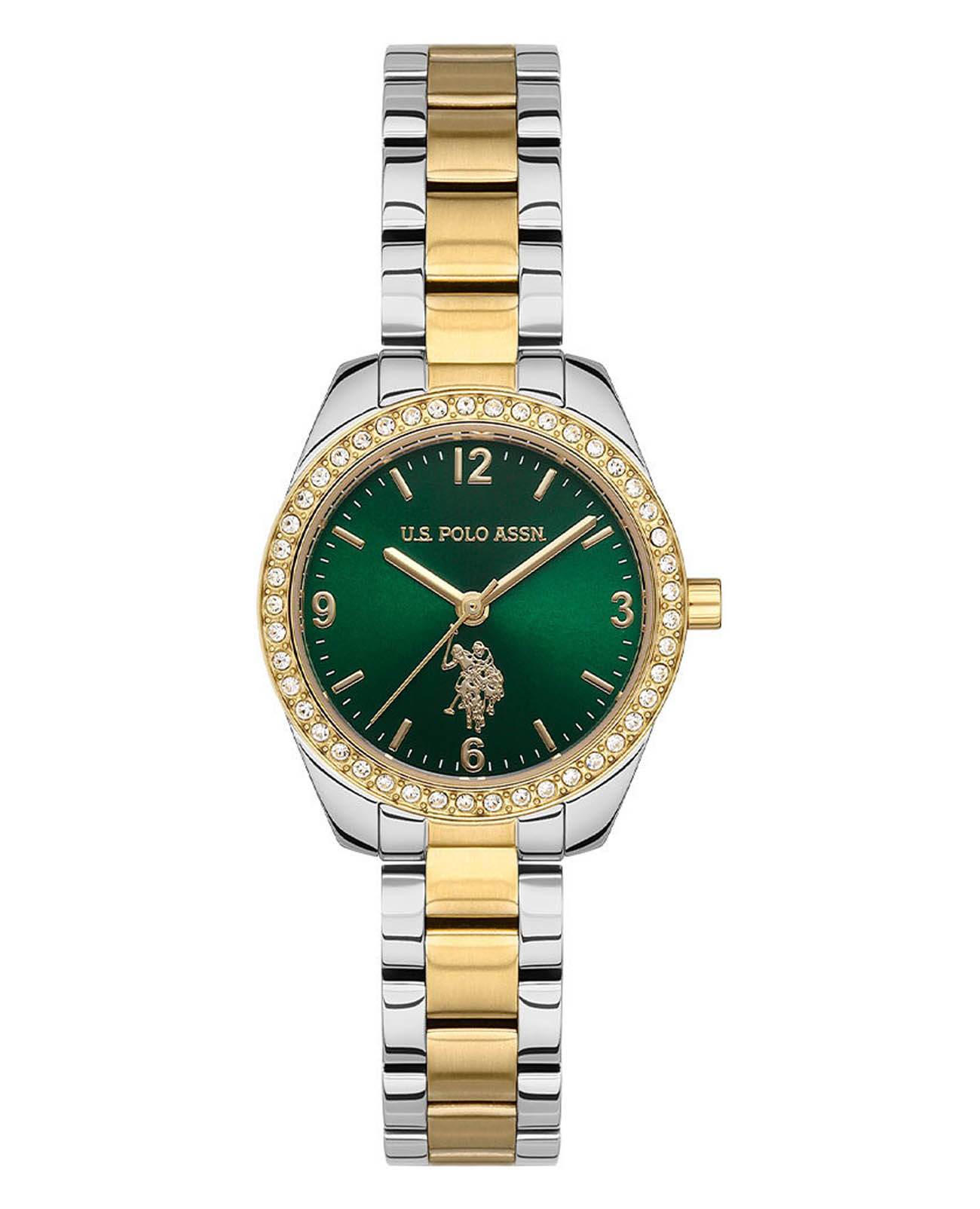 U.S. Polo Assn. U.S. Polo Assn Stile USPA2064-06  USPA2064-06 кварцевые женские часы зеленый циферблат, браслет нержавеющая сталь с ip-покрытием — вид спереди