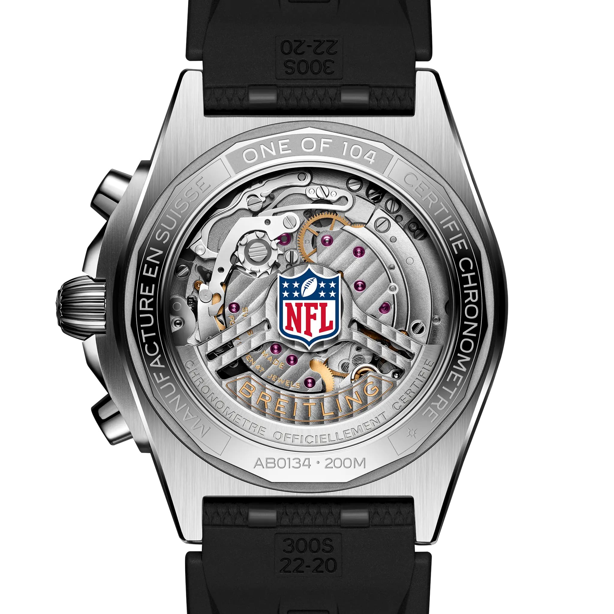 Breitling Breitling Chronomat B01 42 NFL Jacksonville Jaguars Edition AB01342B1L3S1, chronomat швейцария мужские часы на браслете каучук боковой вид