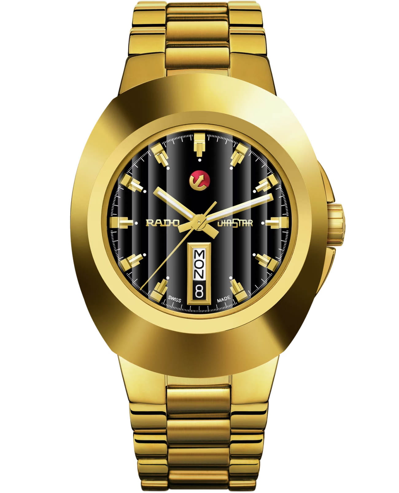 Rado Rado New Original Automatic R12999153 Automatic R12999153 механические мужские часы черный циферблат, браслет нержавеющая сталь с pvd-покрытием — вид спереди