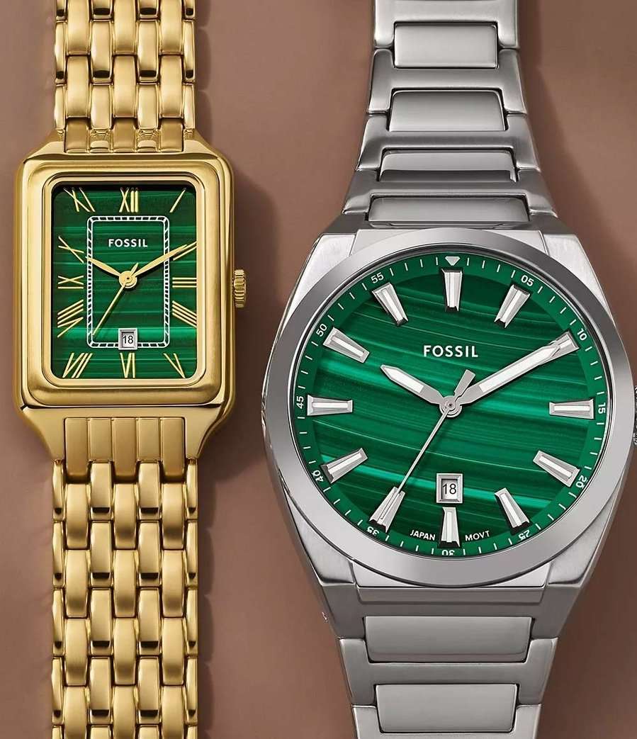 Fossil Fossil Everett FS6056 мужские часы зеленый циферблат на запястье