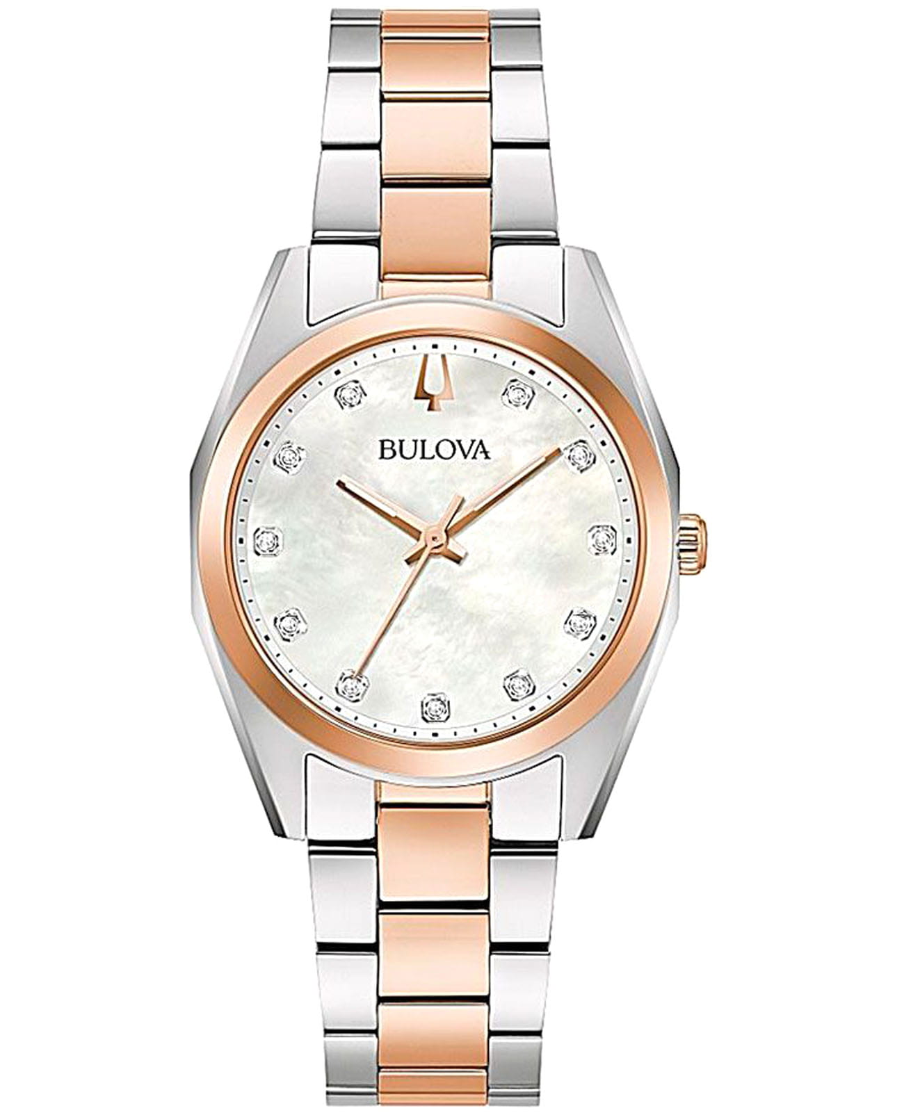 Bulova Bulova Surveyor 98P207  98P207 кварцевые женские часы перламутровый циферблат, браслет нержавеющая сталь с ip-покрытием — вид спереди