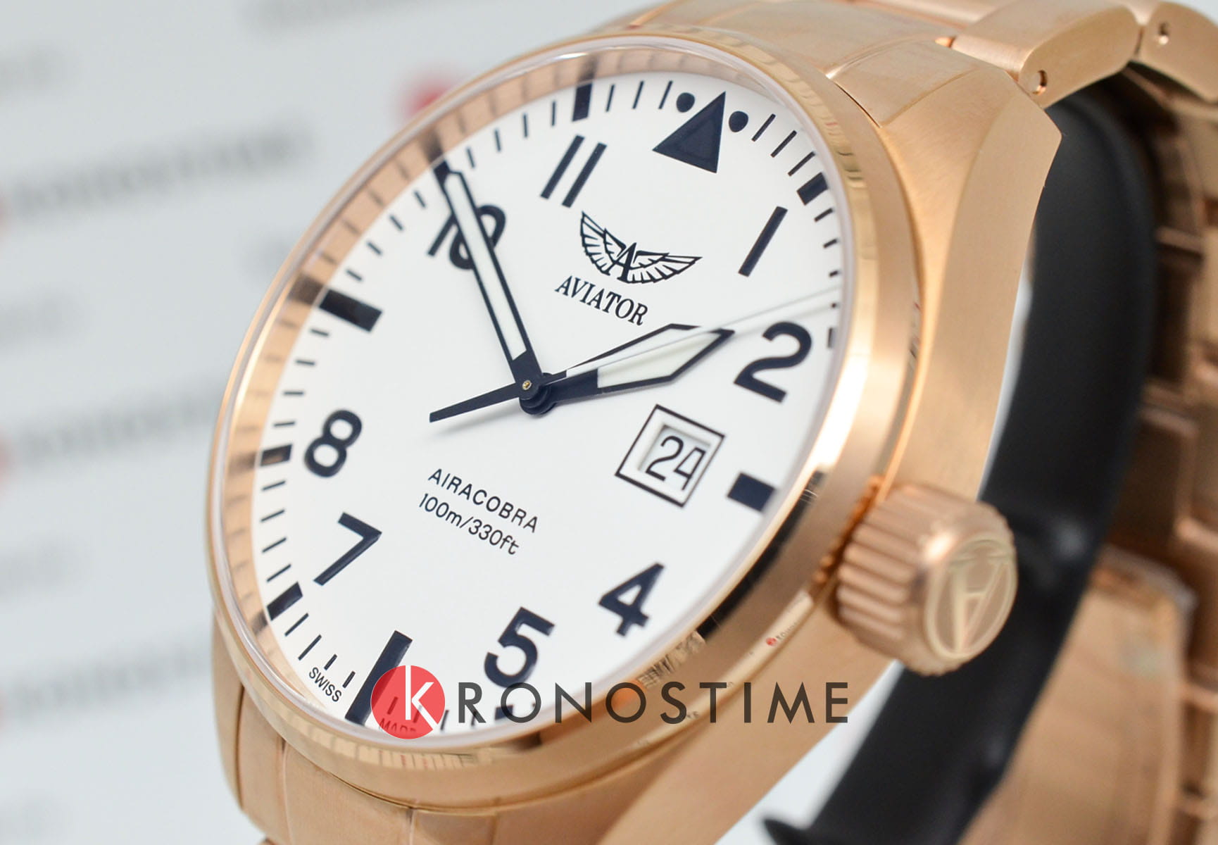 Aviator Aviator Airacobra V.1.22.2.152.5 швейцария наручные мужские часы заводная головка с логотипом Aviator