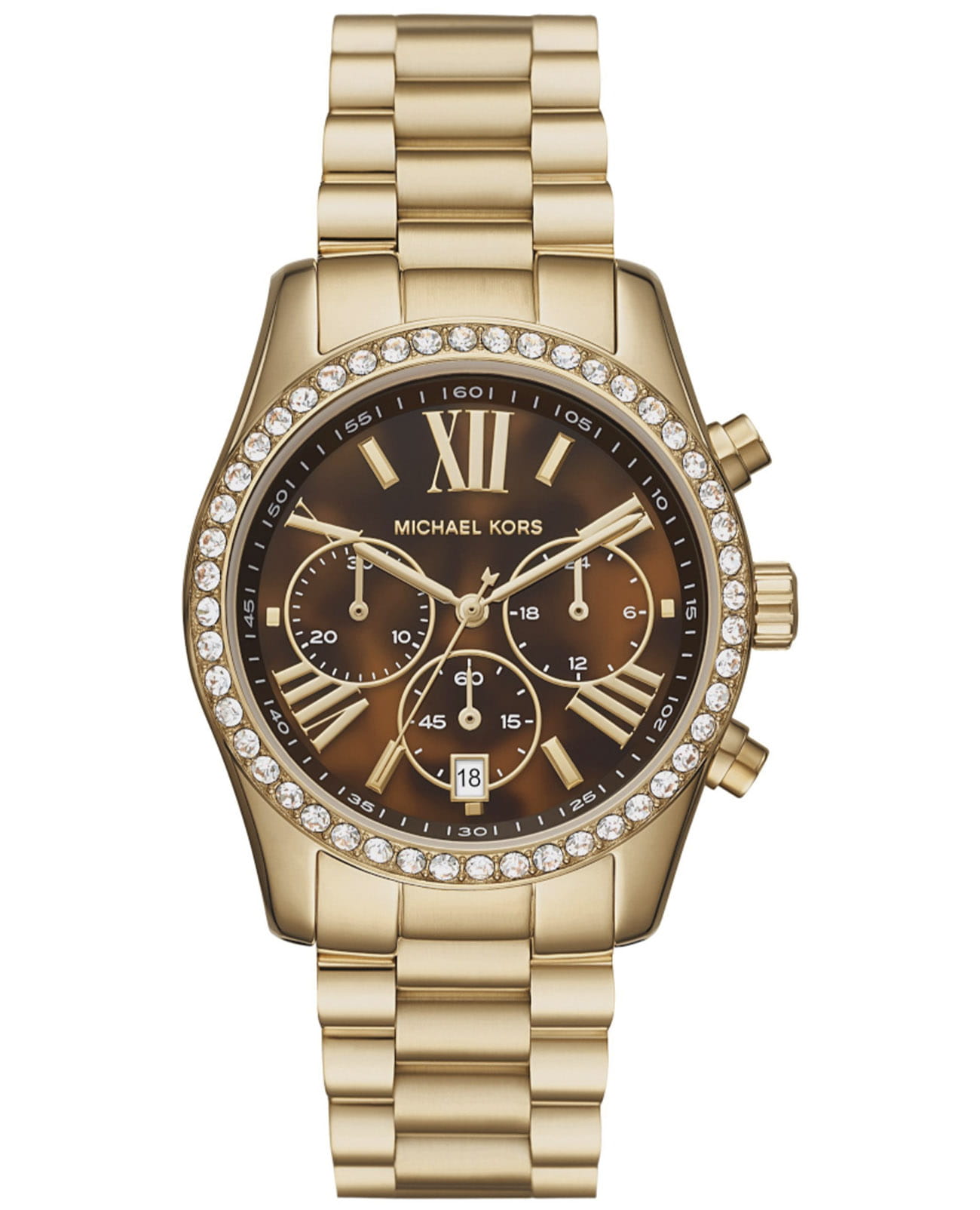 Michael Kors Michael Kors Lexington MK7276  MK7276 кварцевые женские часы коричневый циферблат, браслет нержавеющая сталь с ip-покрытием — вид спереди