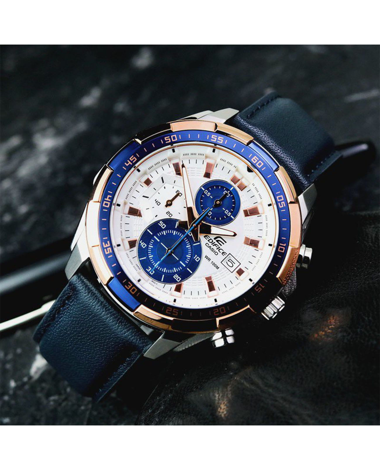 Casio Casio Edifice EFR-539L-7CVUDF (EFR-539L-7C) кварцевые мужские часы часы крупный план коричневый циферблата