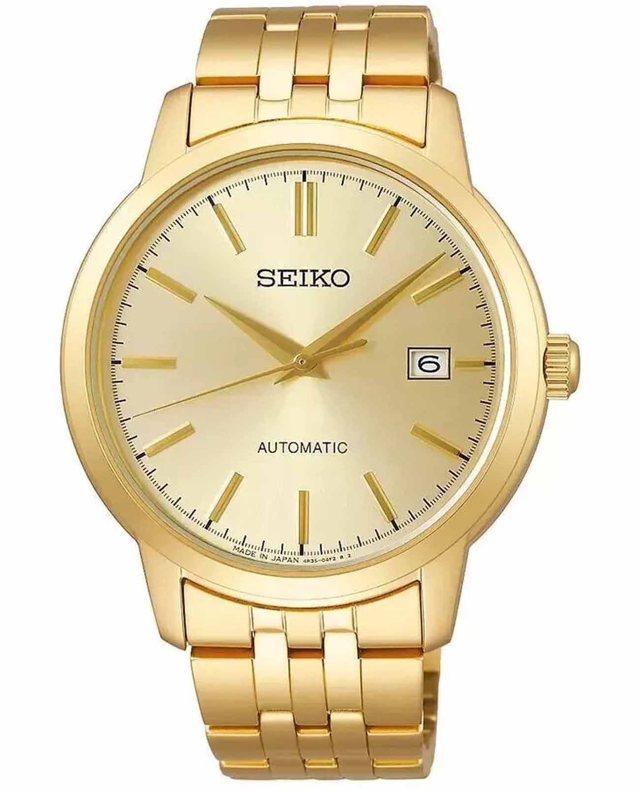 Seiko Seiko Conceptual Series Dress SCVE062  SCVE062 механические мужские часы золотой циферблат, браслет нержавеющая сталь с pvd-покрытием — вид спереди