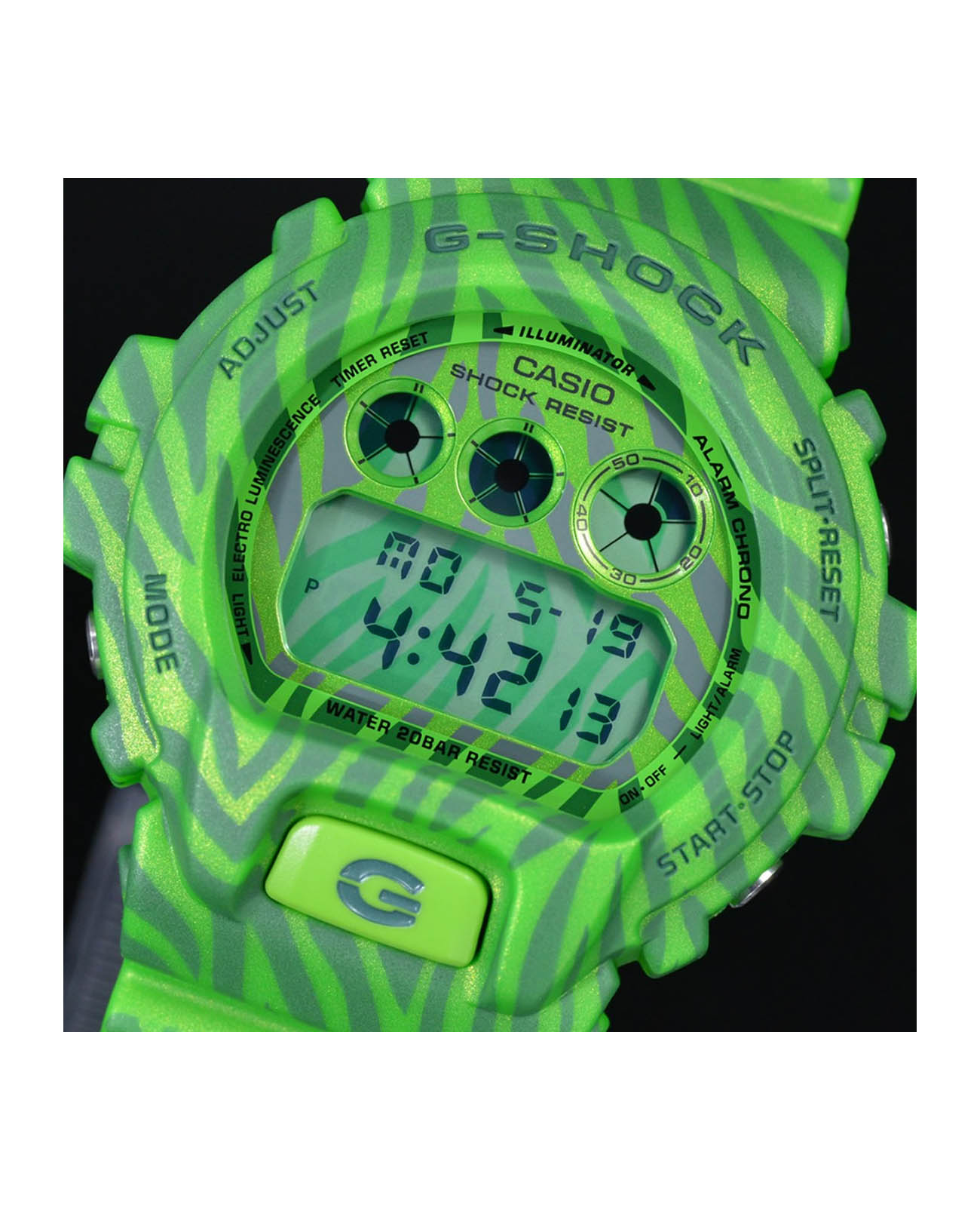 Casio Casio G-Shock DW-6900ZB-3DR электронные мужские часы часы крупный план зеленый циферблата