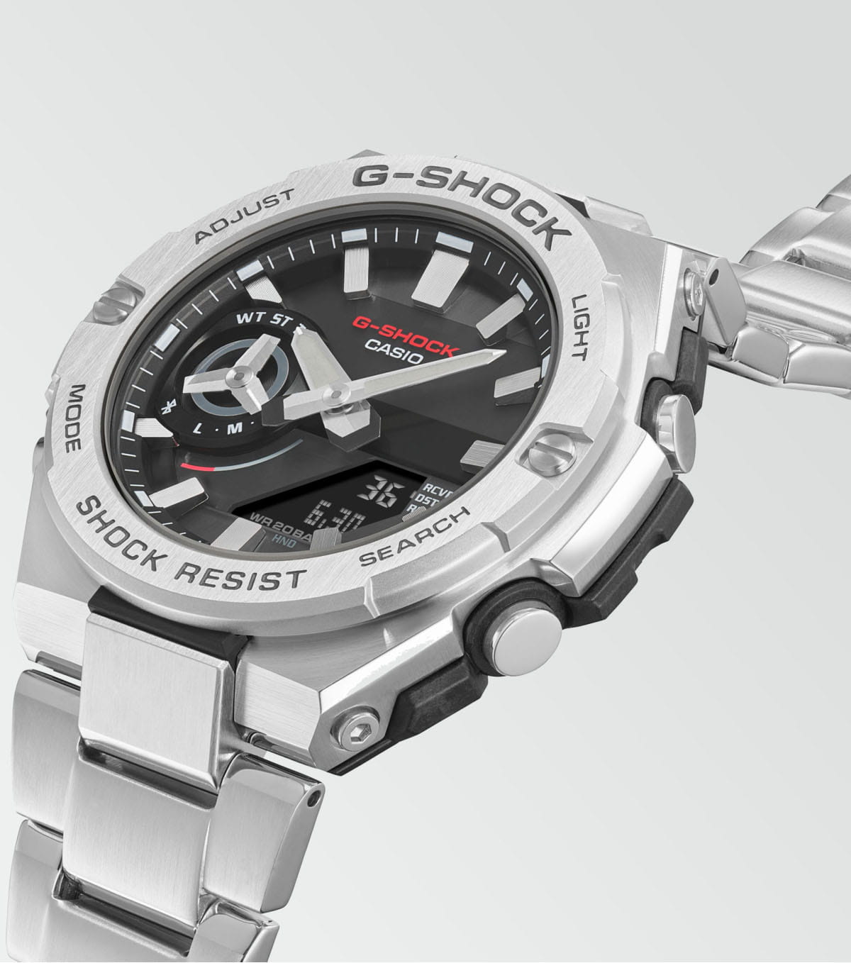 Casio Casio G-Shock GST-B500D-1AER электронные мужские часы часы крупный план серый циферблата