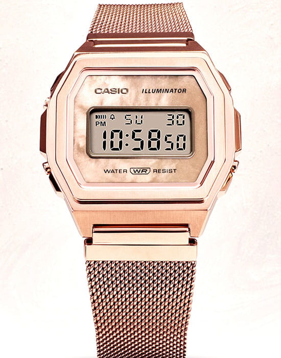 Casio Casio Collection A1000MPG-9 мужские часы розовый циферблат на запястье