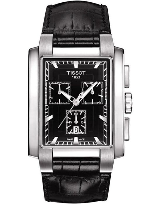 Tissot Tissot TXL Gent T061.717.16.051.00  T0617171605100 кварцевые мужские часы черный циферблат, браслет кожаный — вид спереди