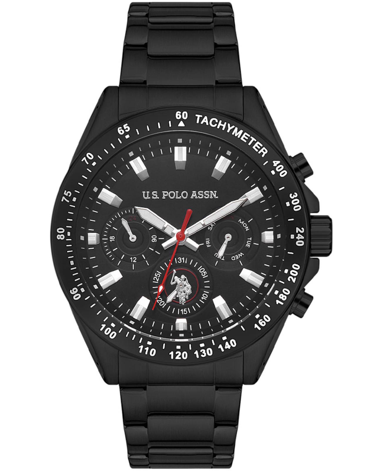 U.S. Polo Assn. U.S. Polo Assn. Crossing USPA1040-09  USPA1040-09 кварцевые мужские часы черный циферблат, браслет нержавеющая сталь с ip-покрытием — вид спереди