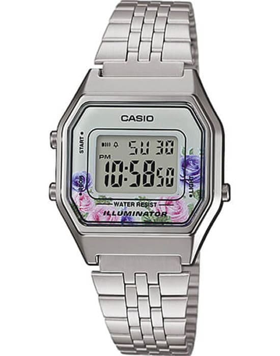 Casio Casio Illuminator LA680WEA-4C  LA680WEA-4C кварцевые женские часы серый циферблат, браслет  — вид спереди