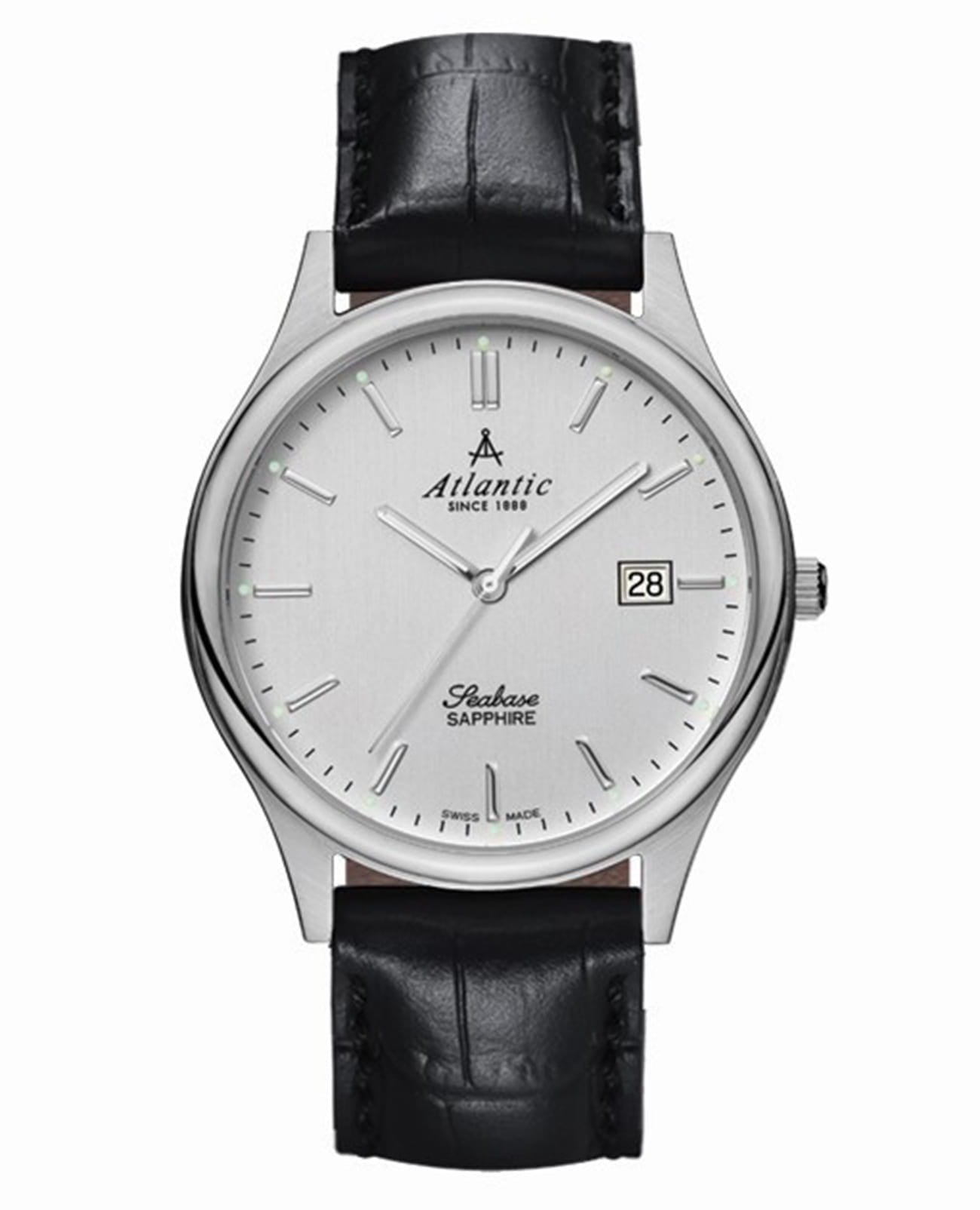 Atlantic Atlantic Seabase 20343.41.21  20343.41.21 кварцевые женские часы белый циферблат, браслет кожаный — вид спереди