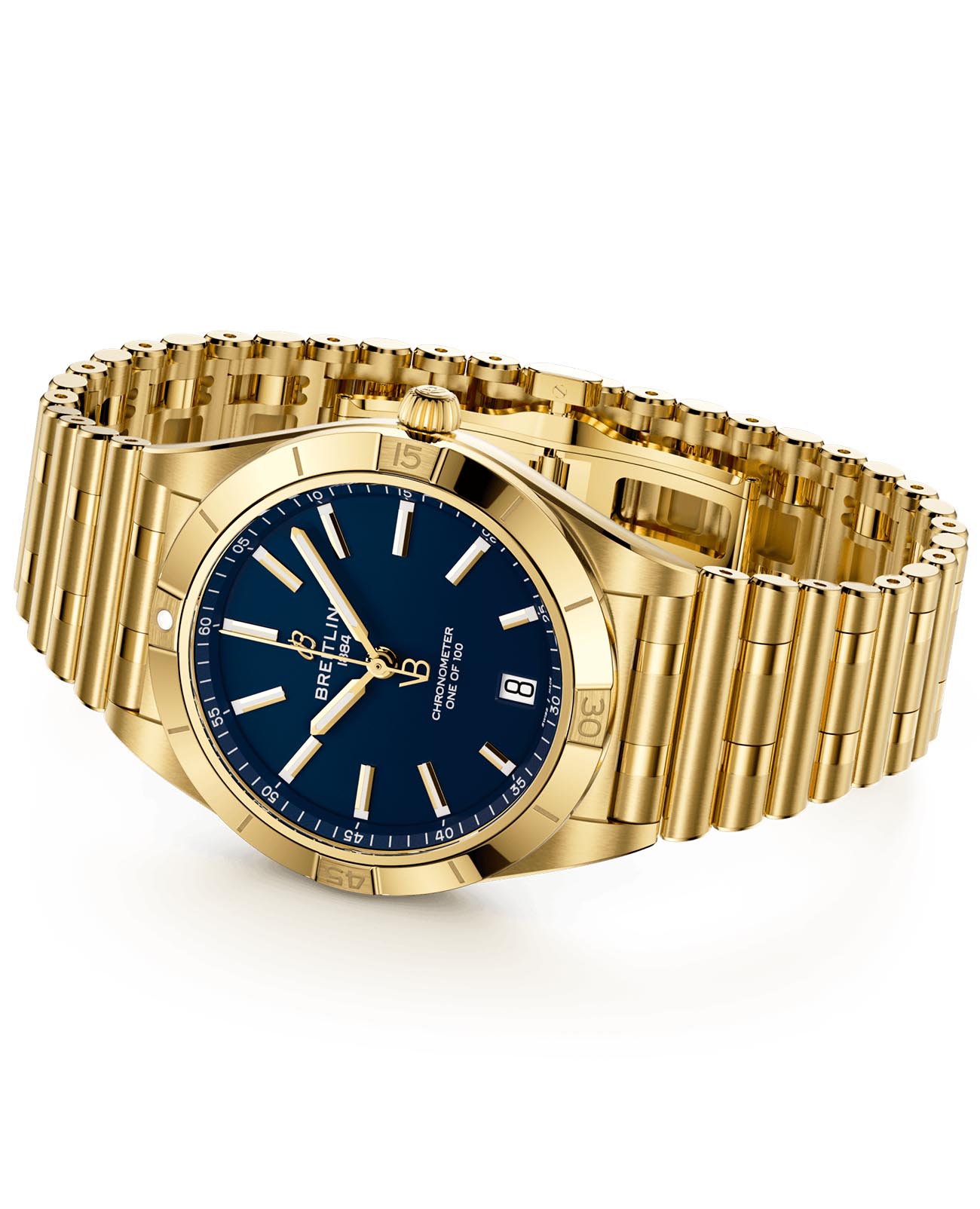 Breitling Breitling Chronomat Automatic 36 Victoria Beckham K103801A1C1K1, chronomat швейцария женские часы на браслете 18-каратное желтое золото боковой вид