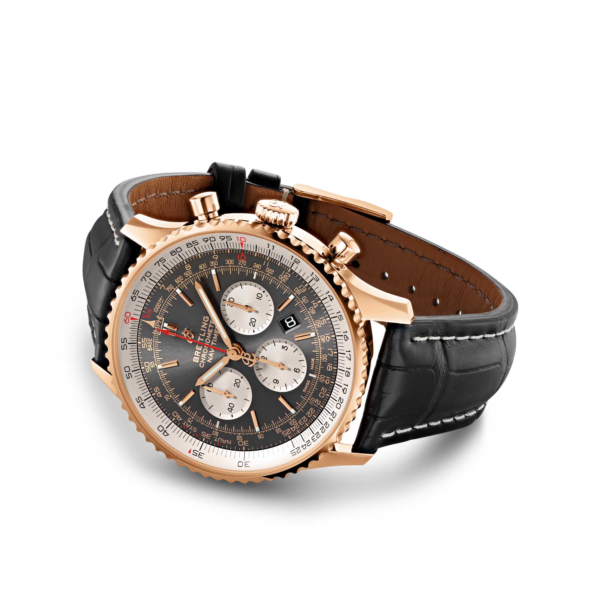 Breitling Breitling Navitimer B01 Chronograph 46 RB0127121F1P1, navitimer швейцария мужские часы на браслете кожаный боковой вид