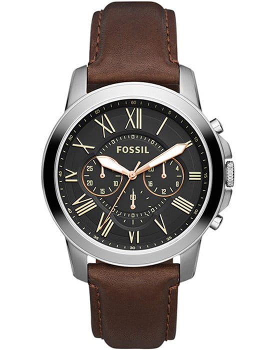 Fossil Fossil Bannon  FS4813  FS4813 кварцевые мужские часы черный циферблат, браслет кожа + текстиль — вид спереди