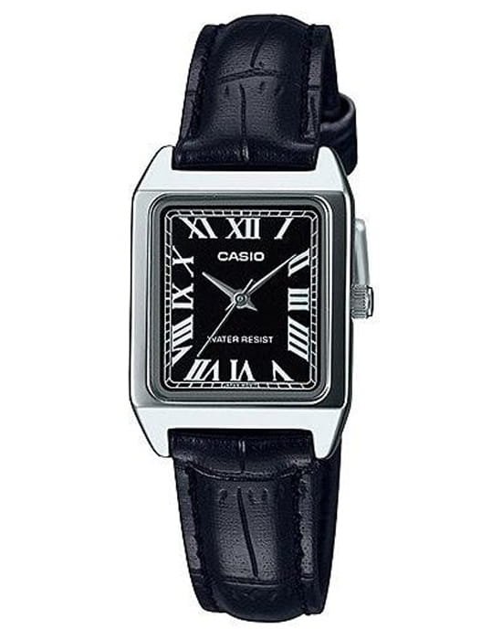 Casio Casio Collection LTP-V007L-1B  LTP-V007L-1B кварцевые женские часы черный циферблат, браслет кожаный — вид спереди