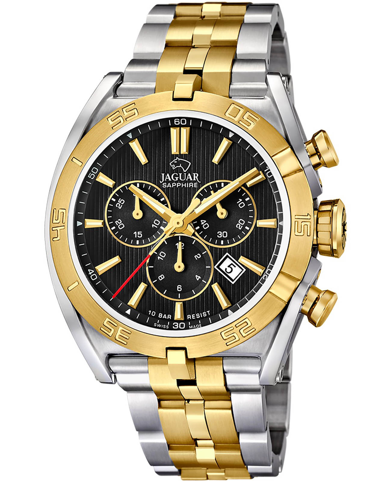 Jaguar Jaguar Executive J855/C  J855/C кварцевые мужские часы черный циферблат, браслет нержавеющая сталь с pvd-покрытием — вид спереди