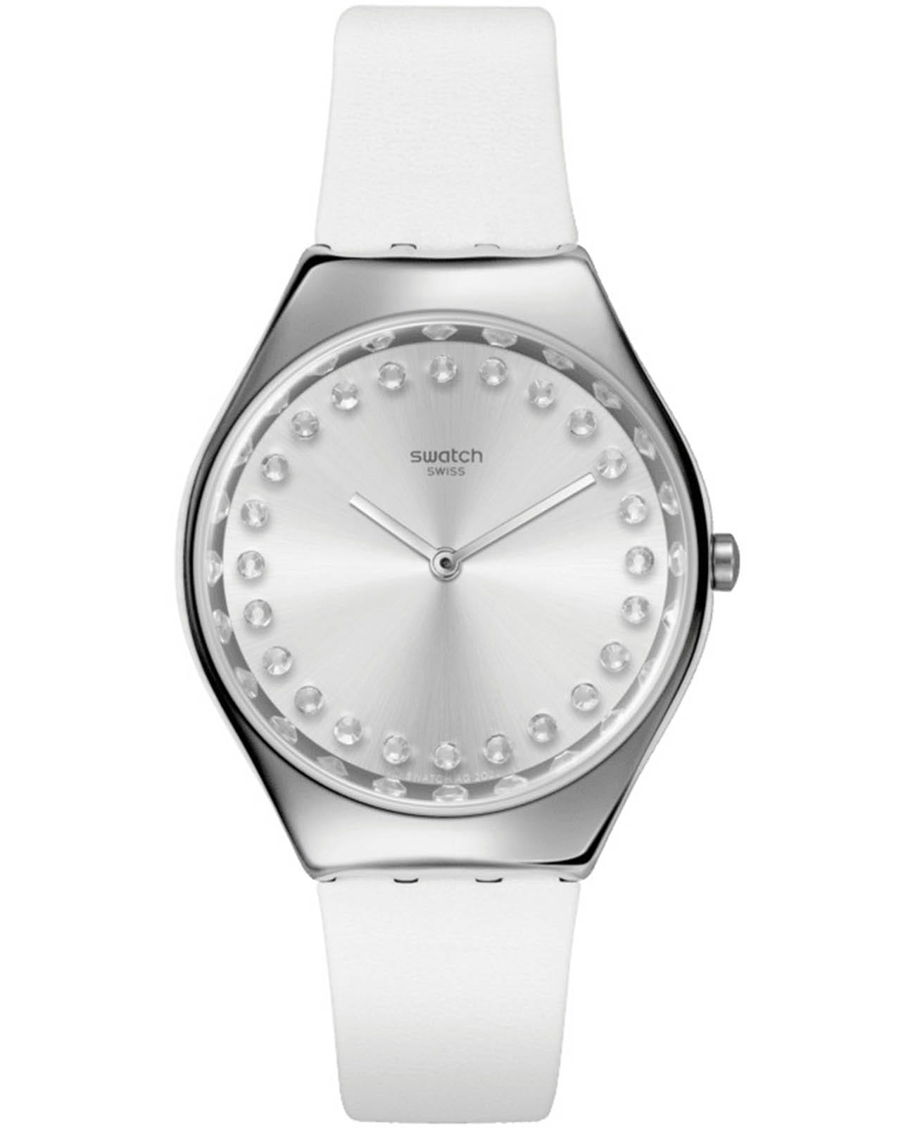 Swatch Swatch Skin Irony SYXS143  SYXS143 кварцевые женские часы серебристый циферблат, браслет кожаный — вид спереди