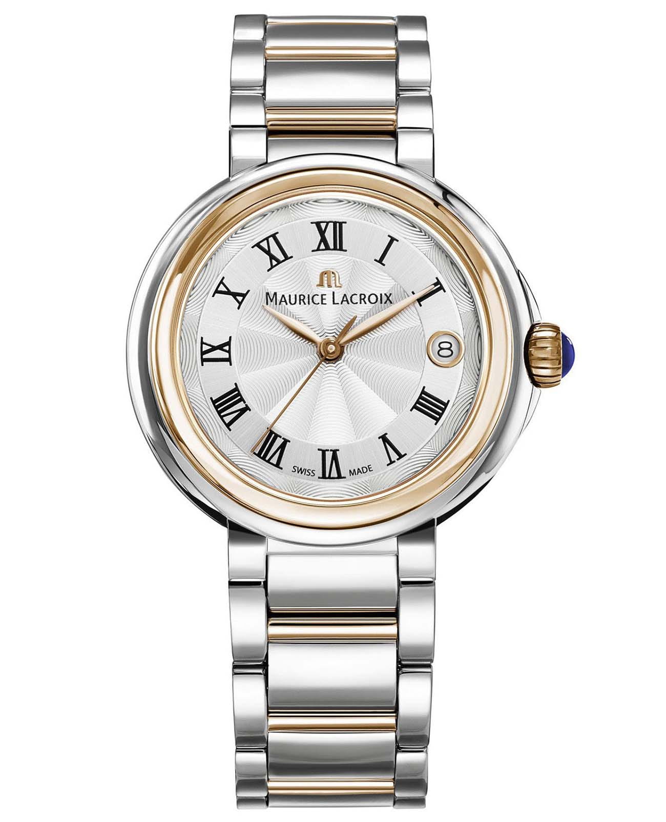 Maurice Lacroix Maurice Lacroix FIABA Date FA1007-PVP13-110-1  FA1007-PVP13-110-1 кварцевые женские часы серебристый циферблат, браслет сталь c pvd покрытием — вид спереди