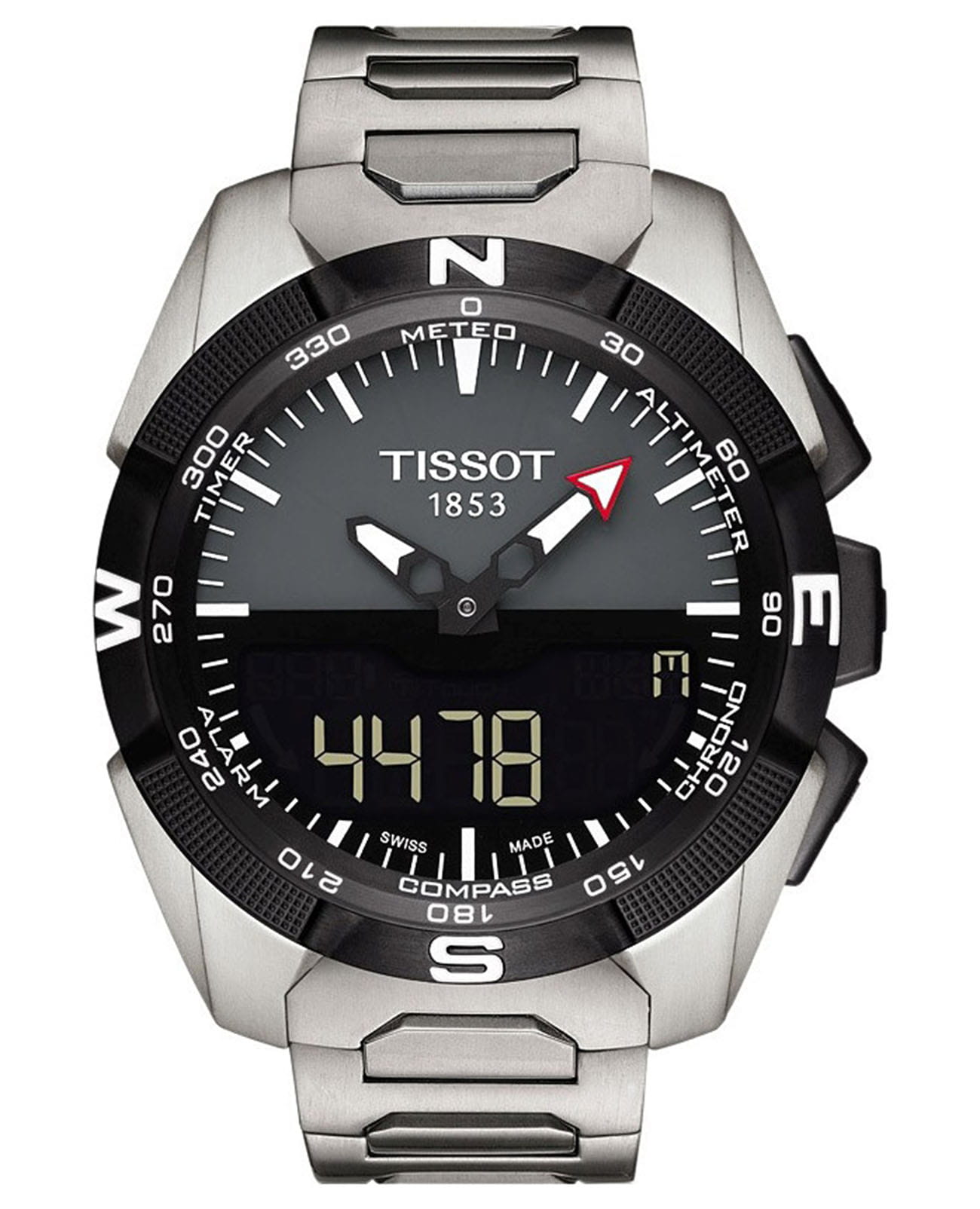 Tissot Tissot T-Touch Expert Solar T091.420.44.081.00 T Touch T0914204408100 кварцевые мужские часы черный циферблат, браслет титановый — вид спереди