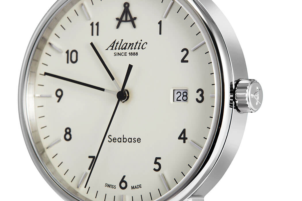 Atlantic Atlantic Seabase 60352.41.95,  швейцария мужские часы на браслете кожаный боковой вид