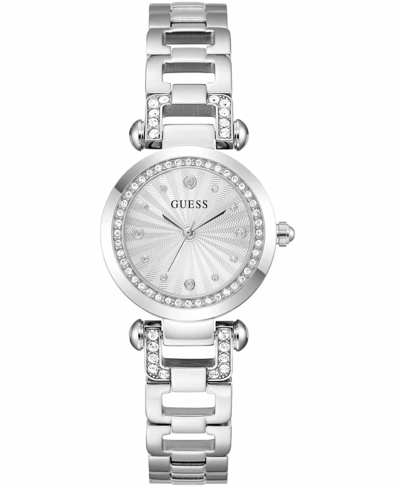 Guess Guess Bejeweled GW0869L3  GW0869L3 кварцевые женские часы серебристый циферблат, браслет нержавеющая сталь — вид спереди