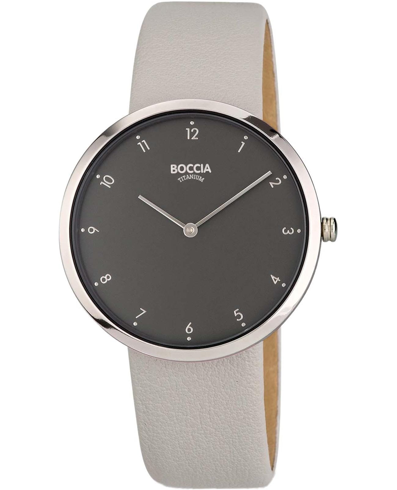 Boccia Titanium Boccia Titanium 3309-08  3309-08 кварцевые женские часы серый циферблат, браслет кожаный — вид спереди
