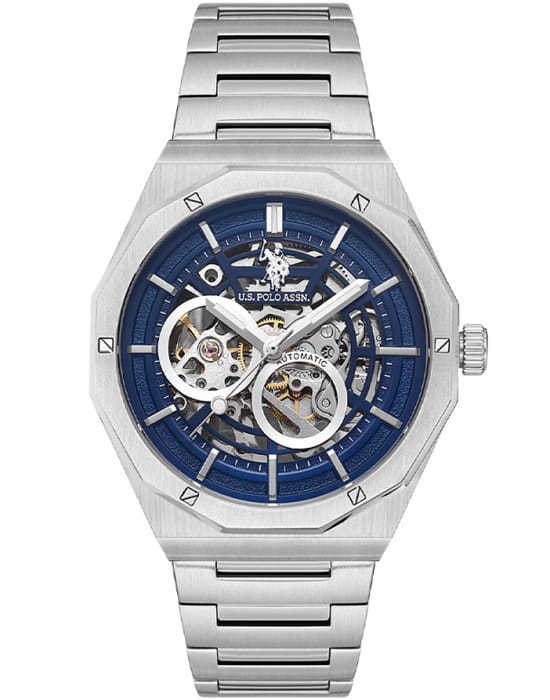 U.S. Polo Assn. U.S. Polo Assn. USPA1085-02  USPA1085-02 кварцевые мужские часы синий циферблат, браслет нержавеющая сталь — вид спереди