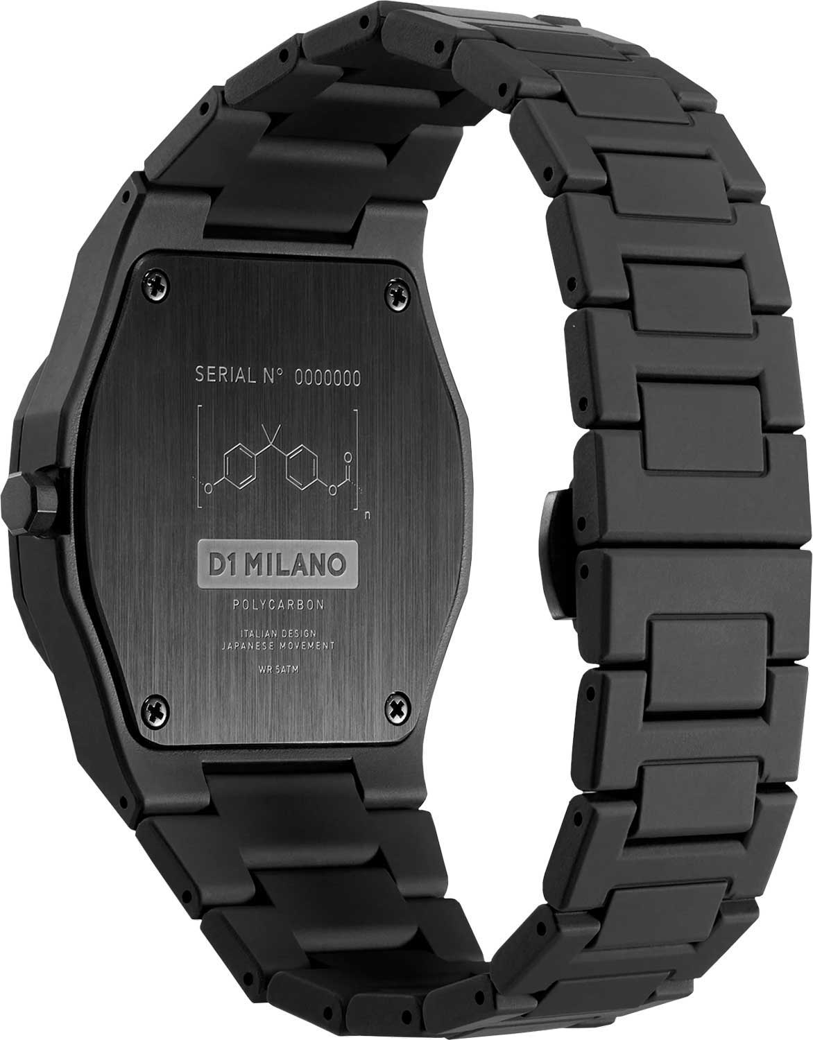 D1 Milano D1 Milano Polycarbon PCBJ10,  италия мужские часы на браслете пластик боковой вид