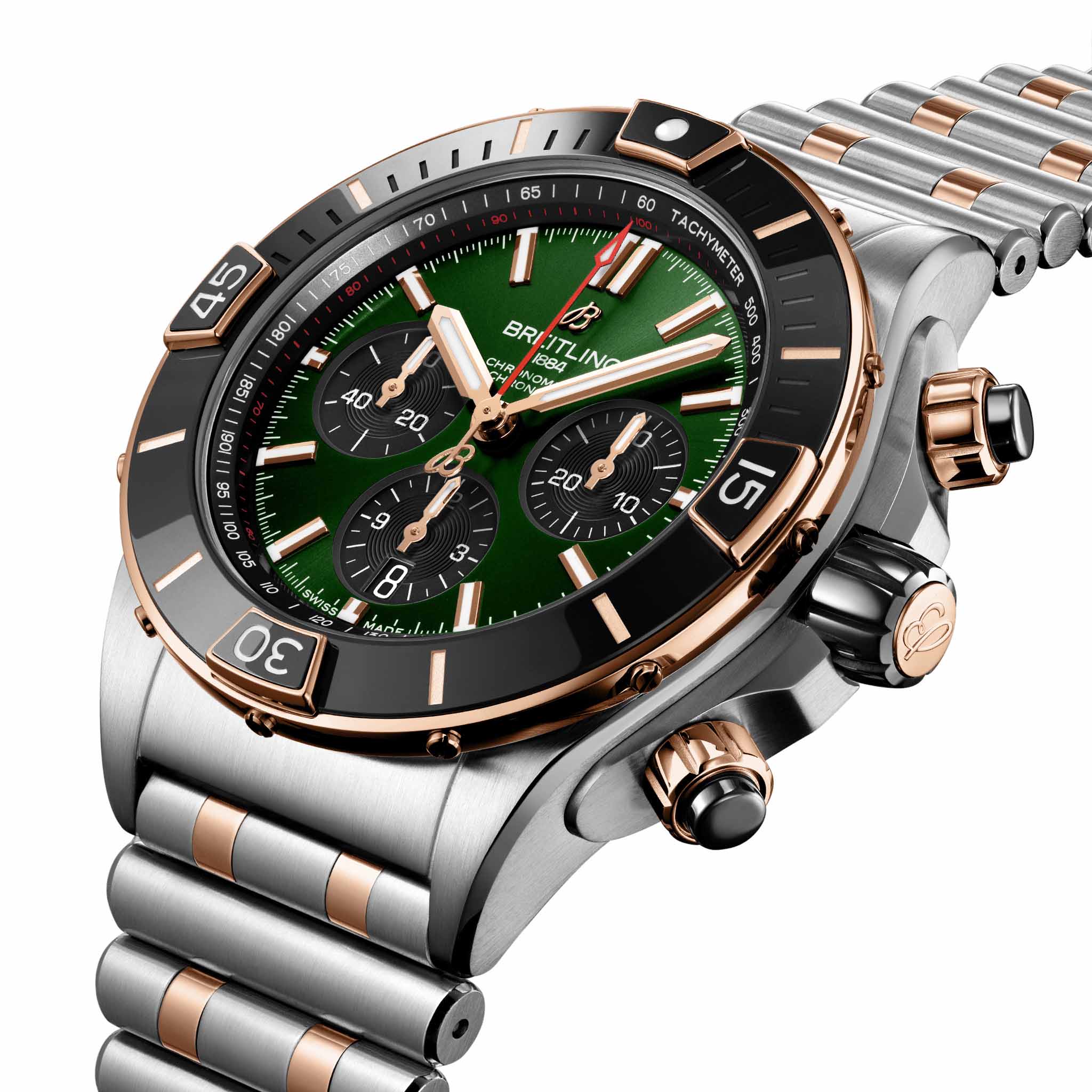 Breitling Breitling Super Chronomat B01 44 UB0136251L1U1 мужские часы зеленый циферблат на запястье